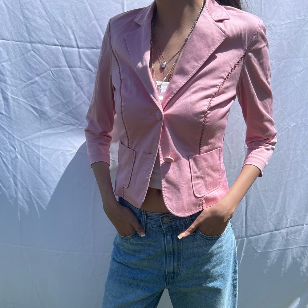 Pink Cropped Women's Blazer